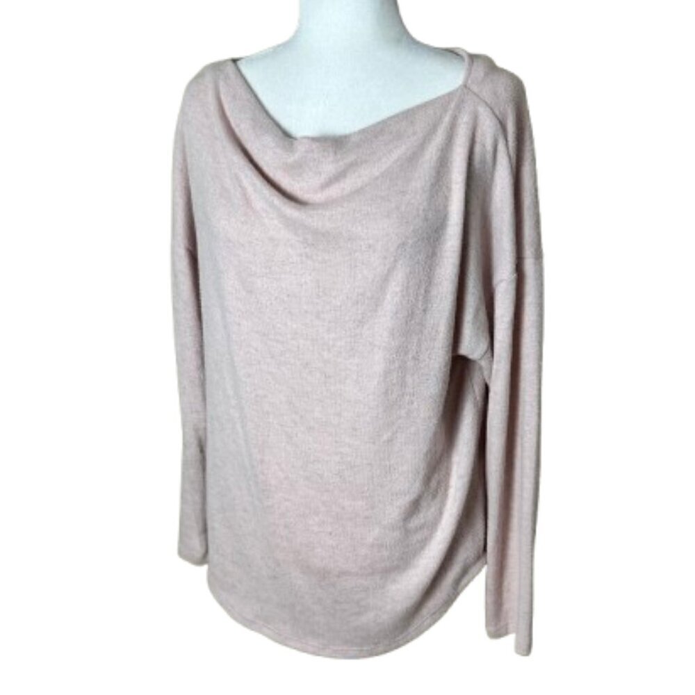 Nordstrom CASLON Drape Neck / Off Shoulder Blush Pink Sweater Top Size Medium